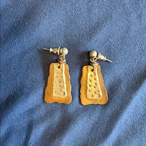 Gold Textured Dangle Earrings